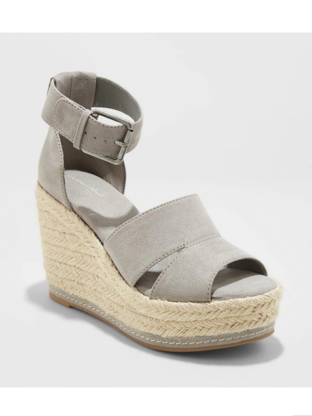 Universal Thread Suede Espadrille Wedge Sandal - Light Gray